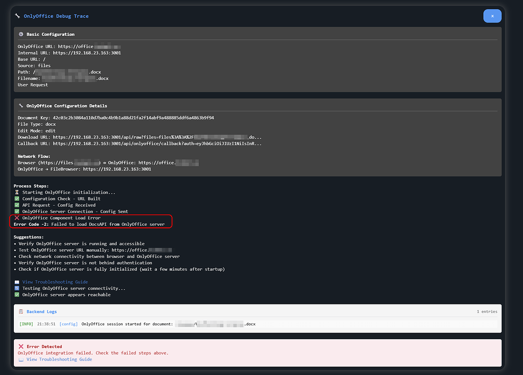 OnlyOffice Component Load Error (error code -2) - Connectors ...