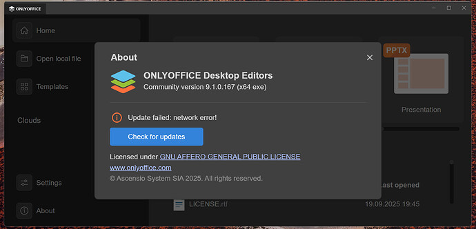 Autoupdate error on OnlyOffice Win11
