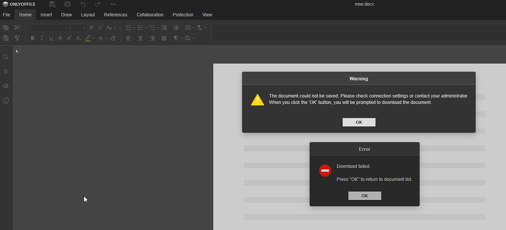 Could not be saved/Download failed on externalHost - Docs - ONLYOFFICE ...