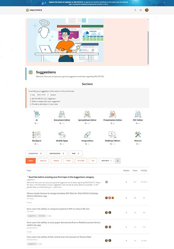 ONLYOFFICE Community platform - Posted suggestions