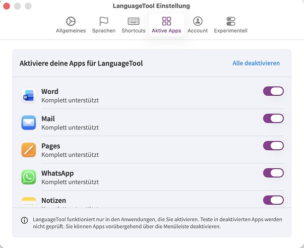 LanguageTool-Settings