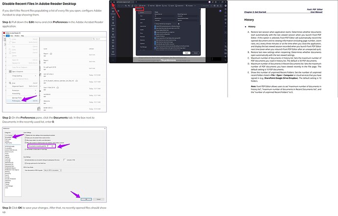 PDF processors &  recent files default 0=zero